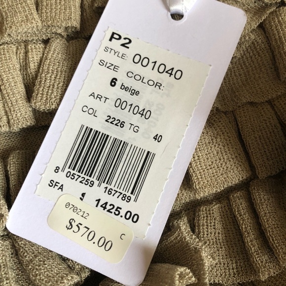 Les Copains ruffle knit top in tan beige- m - Picture 6 of 7